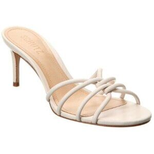NEW SCHUTZ Ivory Leather Wedding Party Summer Dressy Strappy Sandal Heels 8.5